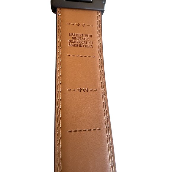 Mens Brown Leather Ratchet Belt Metal Buckle Adjustable size 44 - Picture 5 of 6